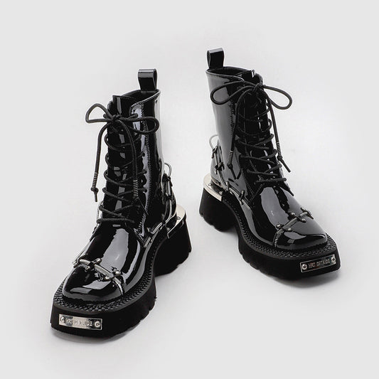 Patent Leather Boots Black