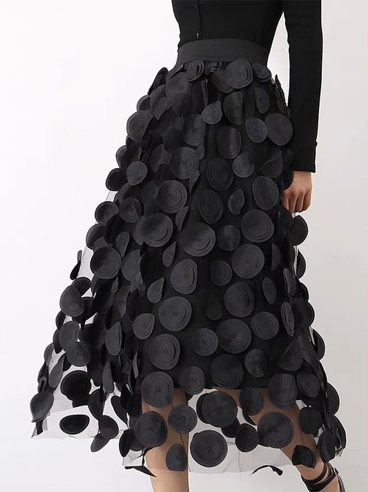 Vivid Dots Skirt Black